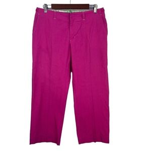 IZOD CASUAL FLAT FRONT STRAIGHT LEG MID RISE CROPPED PANTS SOLID PINK SIZE 8 EUC